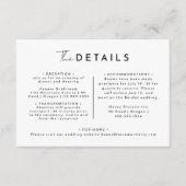 Wit Modern Script bruiloft details Informatiekaartje (Voorkant)