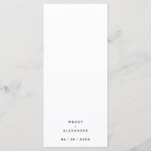 Wit Modern Script Bruiloft Flat Menu (Achterkant)