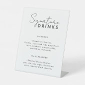 Wit Modern Script Bruiloft Handtekening Drinken Reclamebord Met Voetstuk (Voorkant)