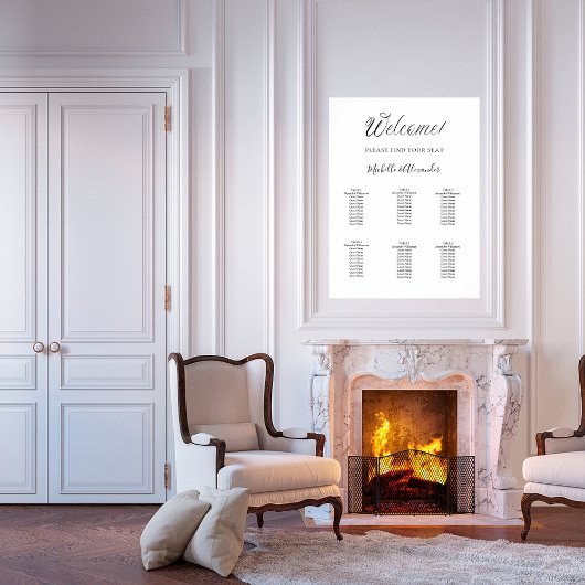 Wit modern script bruiloft zitgrafiek poster