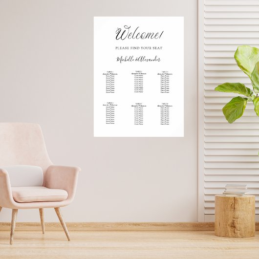 Wit modern script bruiloft zitgrafiek poster