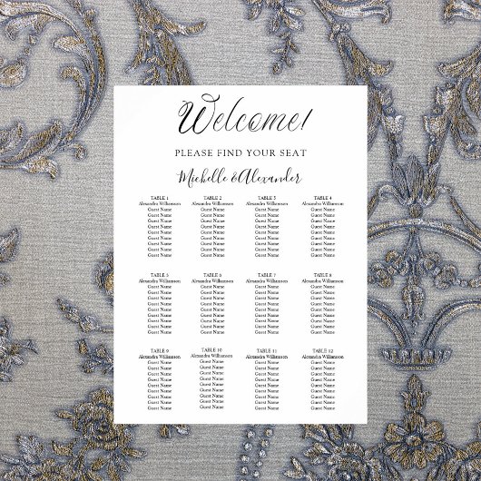 Wit modern script eenvoudige bruiloft zitgrafiek poster