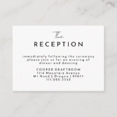 Wit Modern Script Huwelijksreceptie Informatiekaartje (Voorkant)