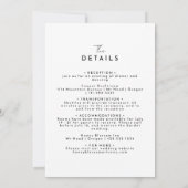 Wit Modern Script Monogram Bruiloft Details en Kaart (Achterkant)