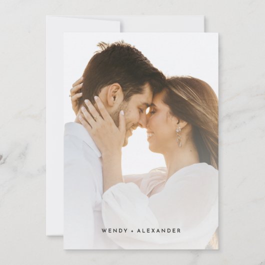 Wit Modern Script Monogram Bruiloft Foto Kaart (Achterkant)