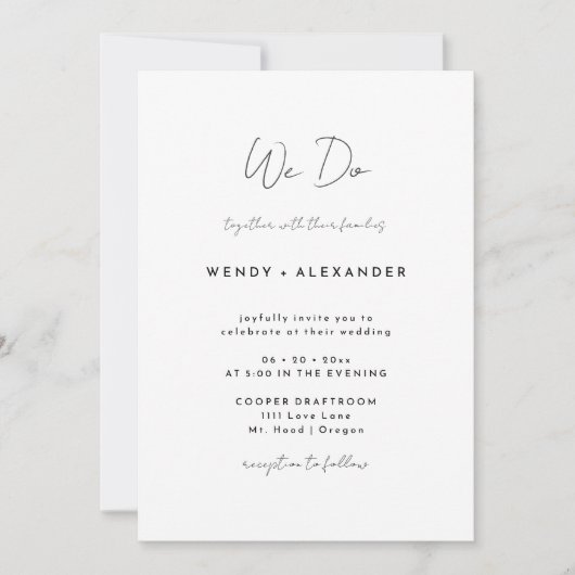 Wit Modern Script We Do Wedding Kaart (Voorkant)