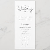 Wit Modern Script Wedding Flat Programma Programmakaart (Voorkant)
