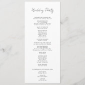 Wit Modern Script Wedding Flat Programma Programmakaart (Achterkant)