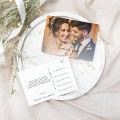 Wit Modern Script Wedding Photo Dank u Briefkaart