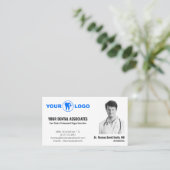 Wit Modern Tandarts Foto & QR Code Sjabloon Visitekaartje (Staand voorkant)