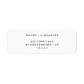 Wit Modern Vet Bruiloft Retouradres Label (Voorkant)