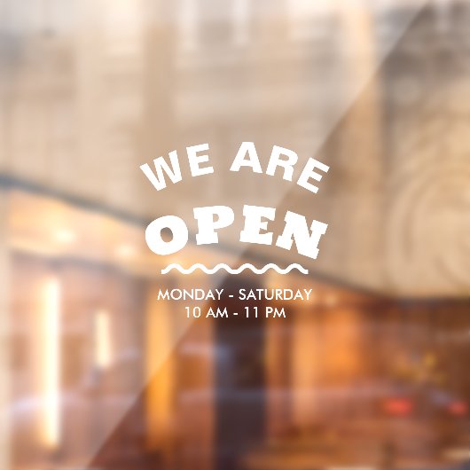 Wit Modern We zijn open raam klampen Raamsticker (Vel 2)