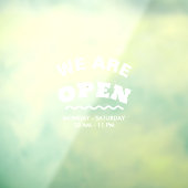 Wit Modern We zijn open raam klampen Raamsticker (Vel 3)