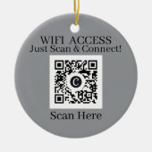 Wit Modern WiFi QR Code Toegang Kerstmis Keramisch Ornament (Voorkant)