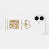 Wit Modern Zakelijk Logo & QR Code Promotie iPhone 16 Hoesje (Achterkant horizontaal)