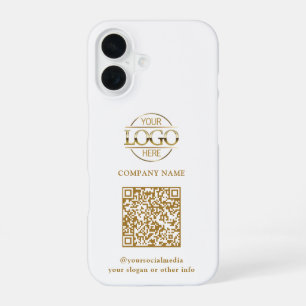 Wit Modern Zakelijk Logo & QR Code Promotie iPhone 16 Hoesje