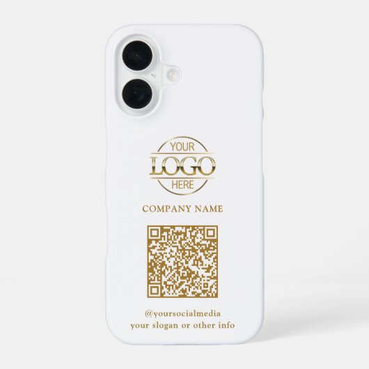Wit Modern Zakelijk Logo & QR Code Promotie iPhone 16 Hoesje (Achterkant)