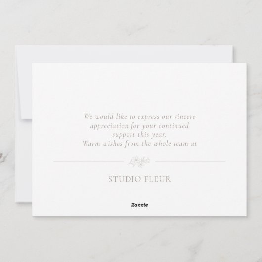 Wit | Moderne Boho Minimal Floral Feestdagenkaart (Achterkant)