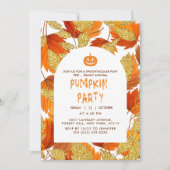 Wit | Moderne faux glitter verlaat Halloween Kaart (Voorkant)