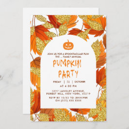 Wit | Moderne faux glitter verlaat Halloween Kaart