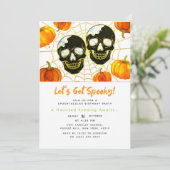 Wit | Moderne Faux Opal Halloween schedels Kaart (Staand voorkant)