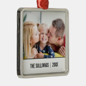 Wit | Moderne persoonlijke foto- en aangepaste tek Metalen Ornament (Rechts)