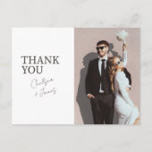 Wit | Moderne vlakke trouwfoto Dank u Briefkaart (Voorkant)