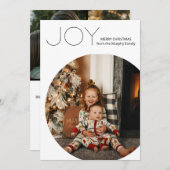 WIT Moderne Vreugde Minimalistische Kerstmis Feestdagenkaart (Voorkant / Achterkant)