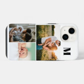 Wit Monogram 3 Foto collage iPhone Hoesje (Achterkant horizontaal)
