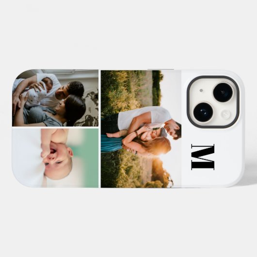 Wit Monogram 3 Fotocollage Case-Mate iPhone Case (Achterkant (horizontaal))