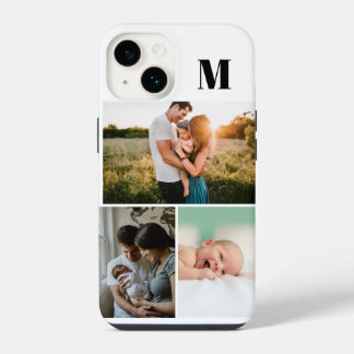 Wit Monogram 3 Fotocollage iPhone 14 Hoesje