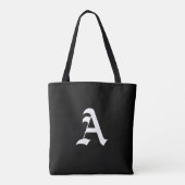 Wit monogram A op zwart Tote Bag (Achterkant)