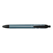 Wit Monogram en Naam op Blauw Rond Plein Zwarte Inkt Pen (Achterkant)