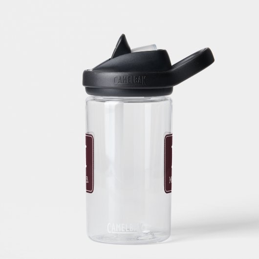 Wit Monogram en Naam op Dusty Bourgogne Waterfles (Links)