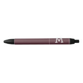 Wit Monogram en Naam op Dusty Bourgogne Zwarte Inkt Pen (Voorkant)