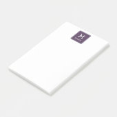 Wit Monogram en Naam op Paarse Roundsquare Post-it® Notes (Schuin)