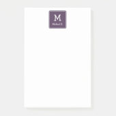 Wit Monogram en Naam op Paarse Roundsquare Post-it® Notes (Voorkant)