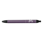 Wit Monogram en Naam op Paarse Roundsquare Zwarte Inkt Pen (Voorkant)