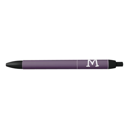 Wit Monogram en Naam op Paarse Roundsquare Zwarte Inkt Pen (Voorkant)
