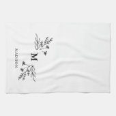 Wit Monogram Initiaal Moderne Familienaam Oma Theedoek (Horizontaal)