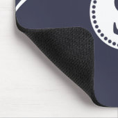 Wit Monogram met Blauwe en Witte Strepen Muismat (Hoek)