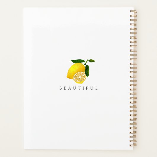 Wit monogram met citroendesign planner (Achterkant)