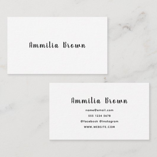 Wit monogram | Modern minimalistisch script Visitekaartje (Voorkant / Achterkant)