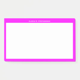 Wit monogram of naam op magenta roze rand post-it® notes