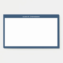 Wit monogram of naam op marineblauwe rand post-it® notes