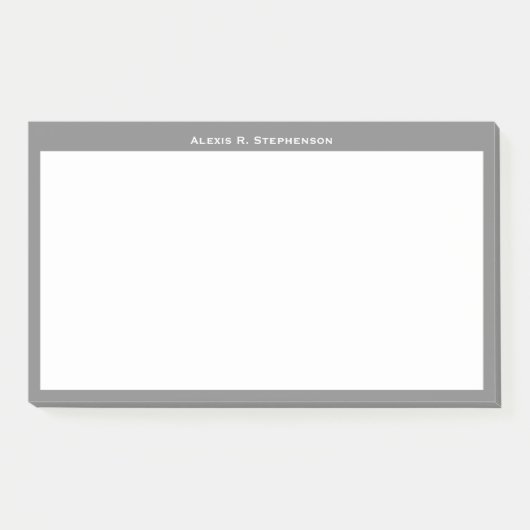 Wit monogram of naam op rand van mediumgrijs post-it® notes (Voorkant)