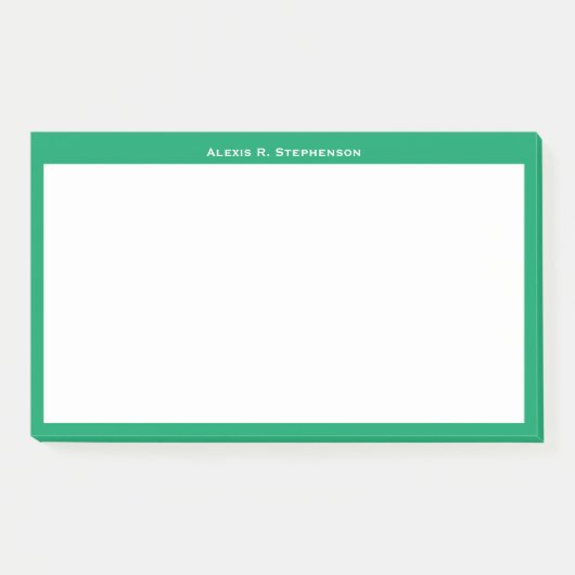 Wit monogram of naam op rand van shamrock groen post-it® notes (Voorkant)