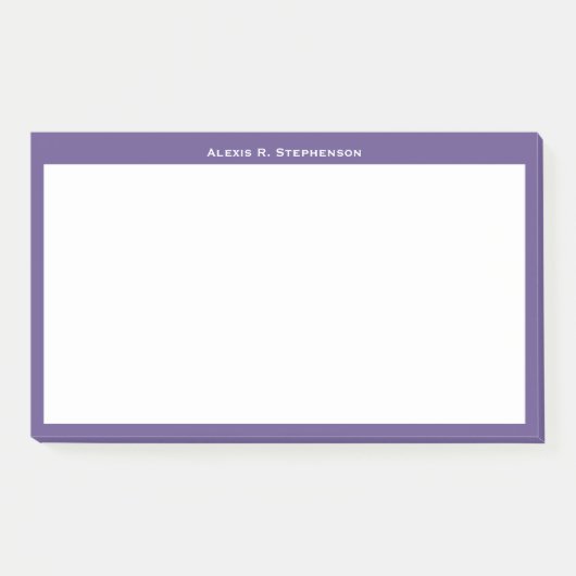 Wit monogram of naam op ultraviolette rand post-it® notes (Voorkant)