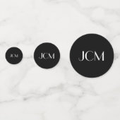 Wit Monogram of naam op zwart Confetti (Voorkanten)