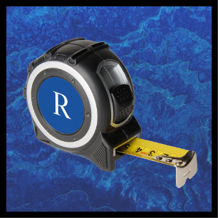 Wit Monogram op Blauw Custom Handyman Gift Tool Rolmaat